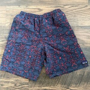 Patagonia Red and Blue Patterned Baggies Swim Shorts
